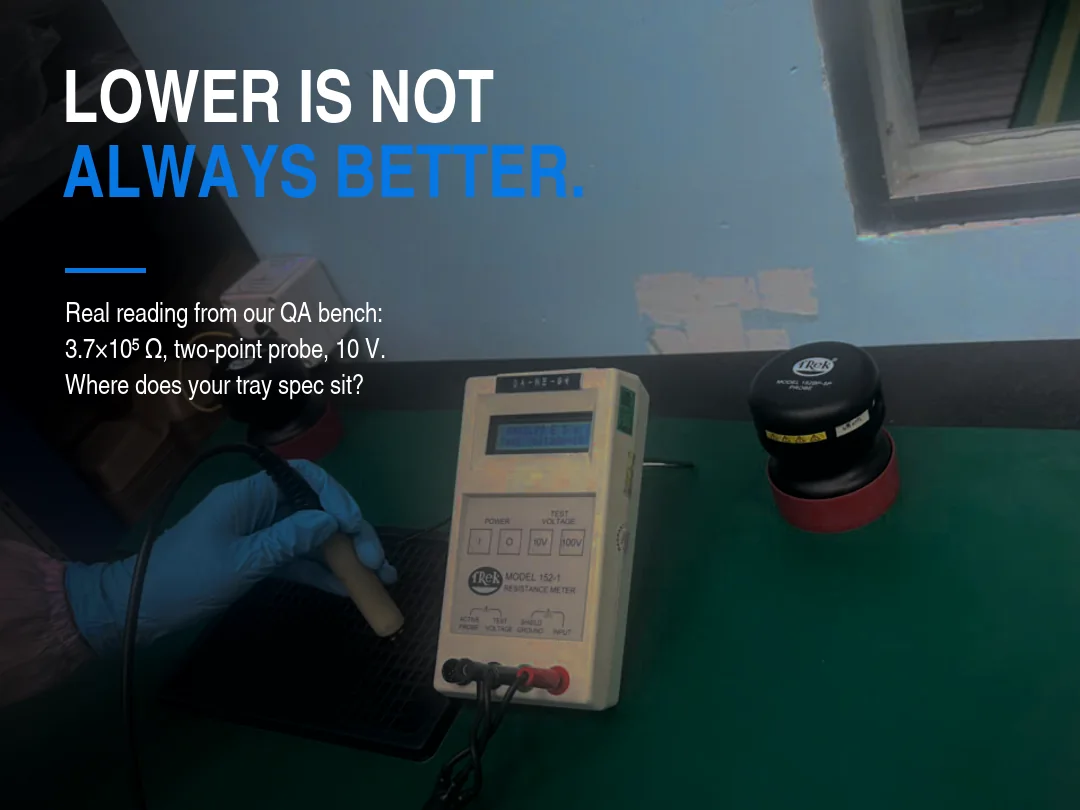 Packaging Notes #003 — Lower Is Not Always Better — Choosing the Right Surface-Resistance Band for an ESD Tray